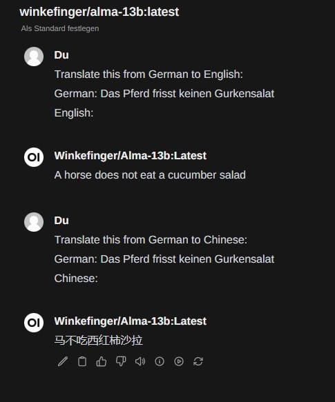 KI-Übersetzung Übersetzungsfunktion in OpenWebUI mit LLM