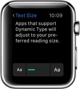 Apple Watch mit Einstellung zur Textgröße
