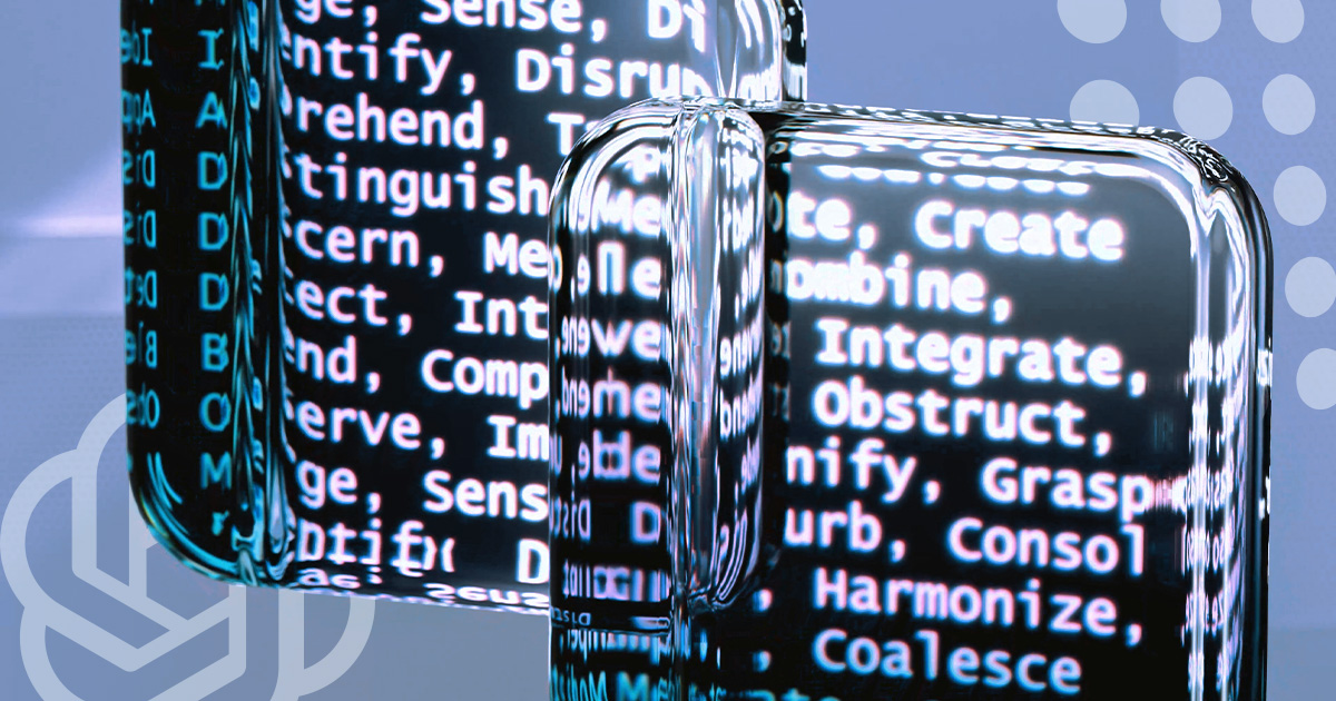 Künstliche Intelligenz und Code-Begriffe spiegeln sich in transparenten Symbolen